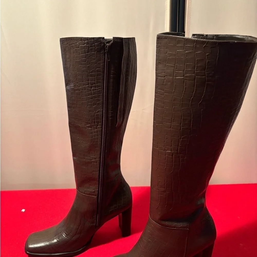 Brown Over the Knee Boots with Stiletto Heel